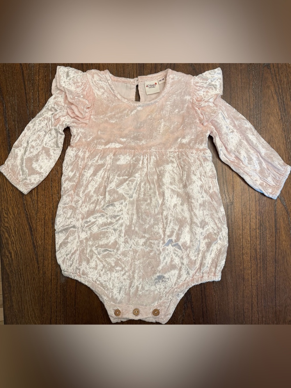 Yo Baby Pink Viscose Velvet Romper